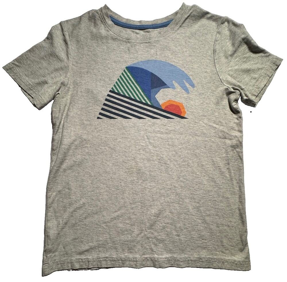 Tea Collection Boys Size 14 Gray Ocean Wave Graphic T-Shirt 100% Cotton